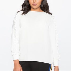 ELOQUII Mixed Media Top with Ruffles Size 18